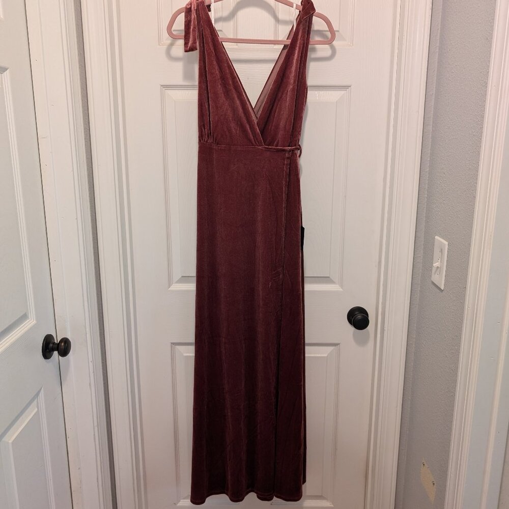 Lulu's Brand New Pink Velvet Wrap Dress